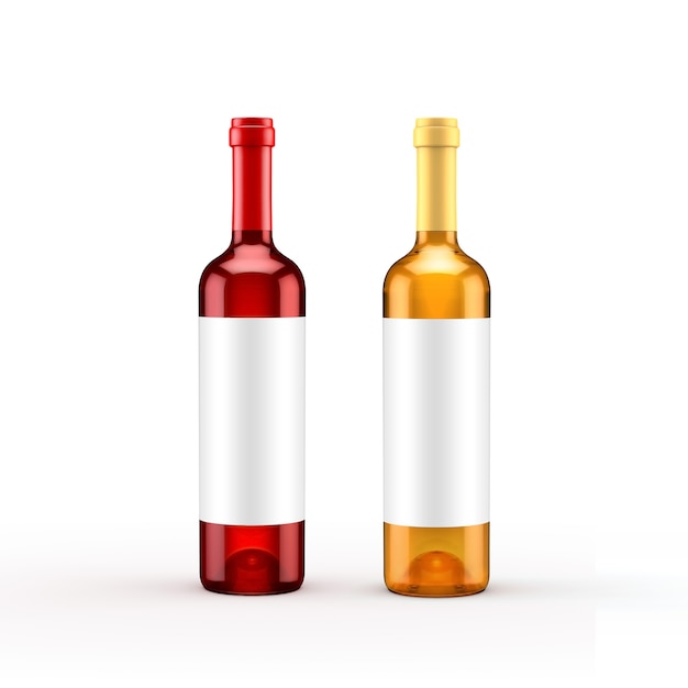 White isolated red wine bottle. 3d illustration, 3d rendering.