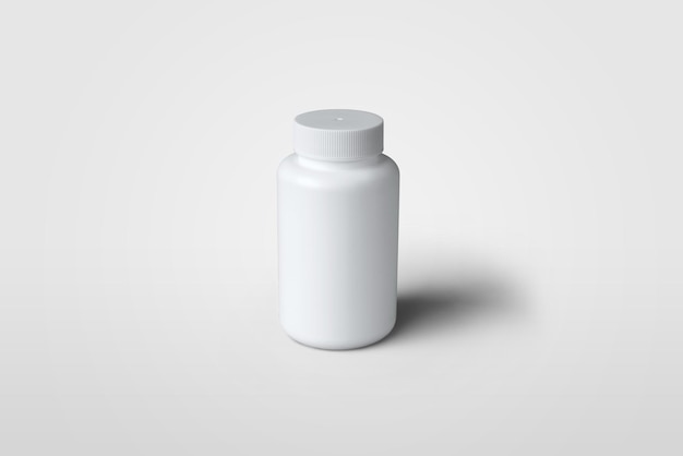 white jarisolated and stands on background bottle for pills can be used in medicine beauty industry