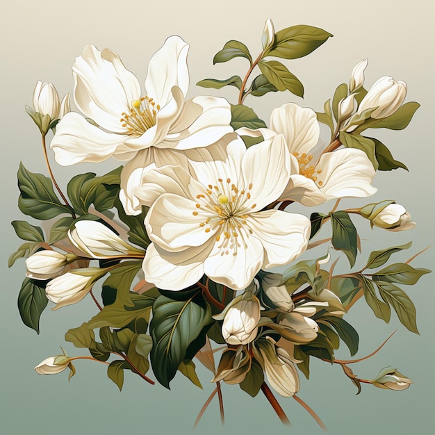 white jasmine flower vector