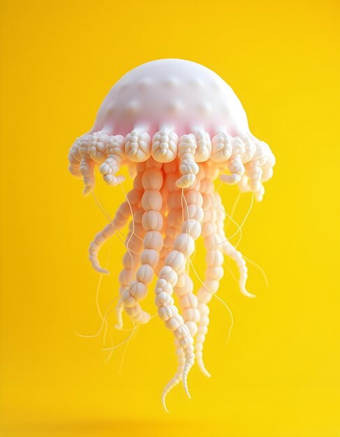 Photo a white jellyfish with white tentacles is shown in an image