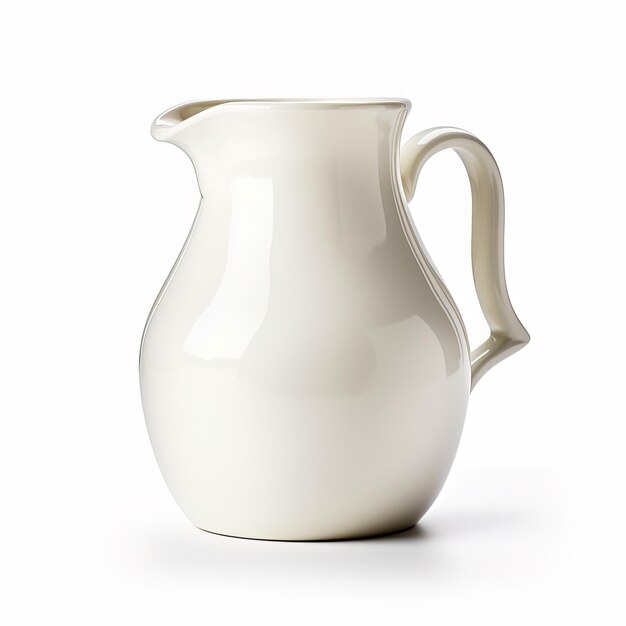 Photo a white jug with a handle that says e on it