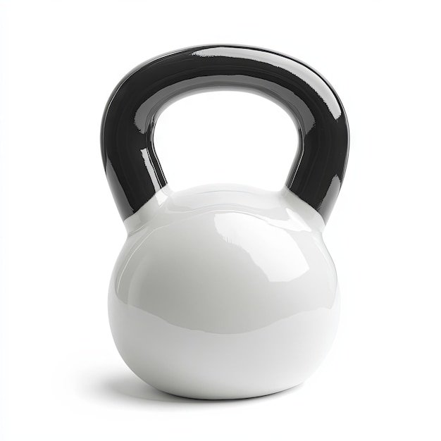 White Kettlebell with Black Handle Fitness Equipment for Strength Training