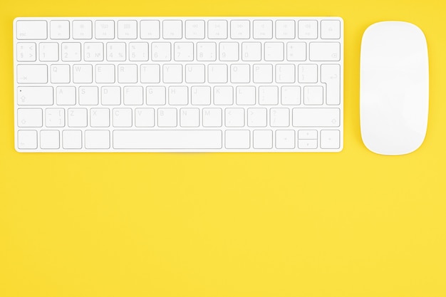 White keyboard and mouse. Remote work, self-isolation, work at home, quarantine.