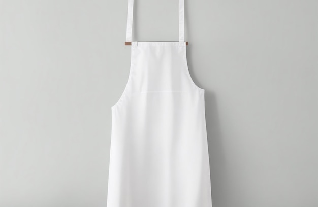 White kitchen apron hang on a grey background