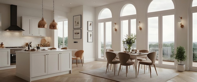 white kitchen interior at Minimalist kitchen room