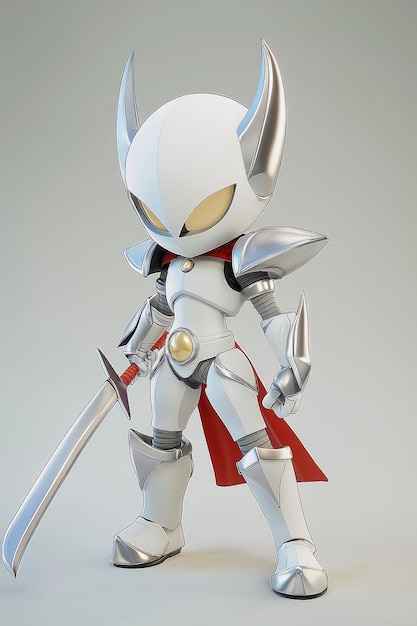 White Knight Warrior Character with Sword