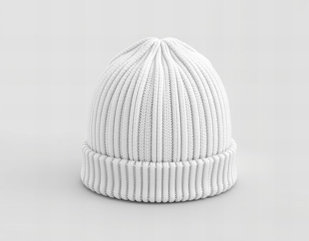 Photo a white knitted hat with a white band on it