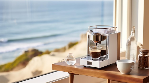 White la Marzocco linea mini coffee machine on a desk