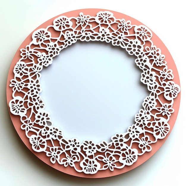 White Lace Border on Peach Background