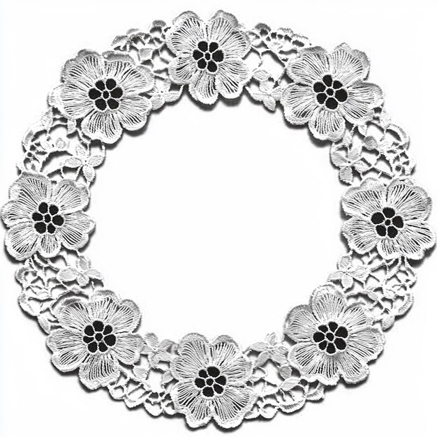 Photo white lace doily with floral design