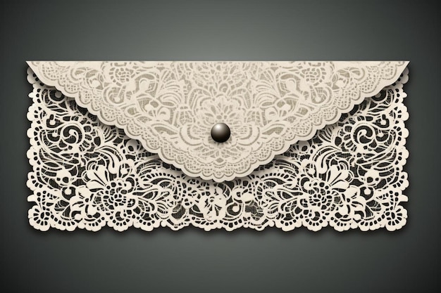 Photo a white lace envelope on a black background