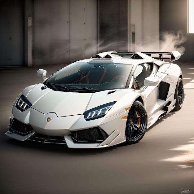 White lamborghini on road