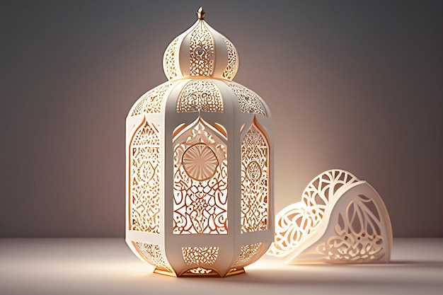 White lantern ramadan kareem design Generative ai