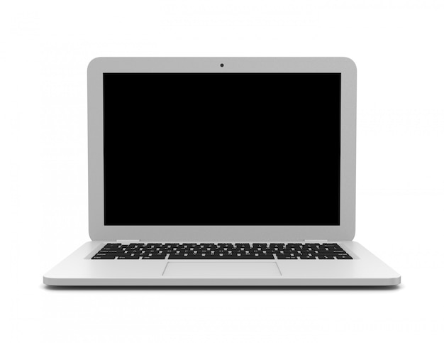 White Laptop Computer on White