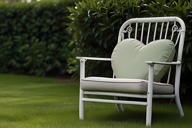 Photo a white lawn chair is sitting in the grass