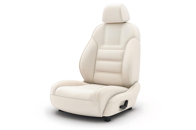 White Leather Car Seat Isolated on White Background