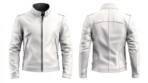 Photo a white leather jacket with a zipper and a zipper