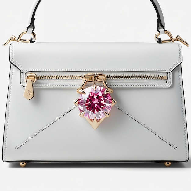 Photo a white leather purse with a pink flower on the front