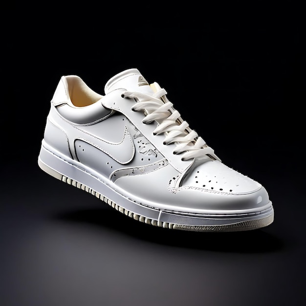 White Leather Sneaker with Perforated Design