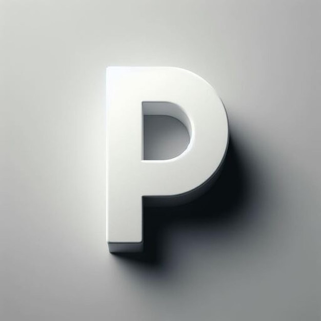 Photo a white letter p is displayed on a grey background