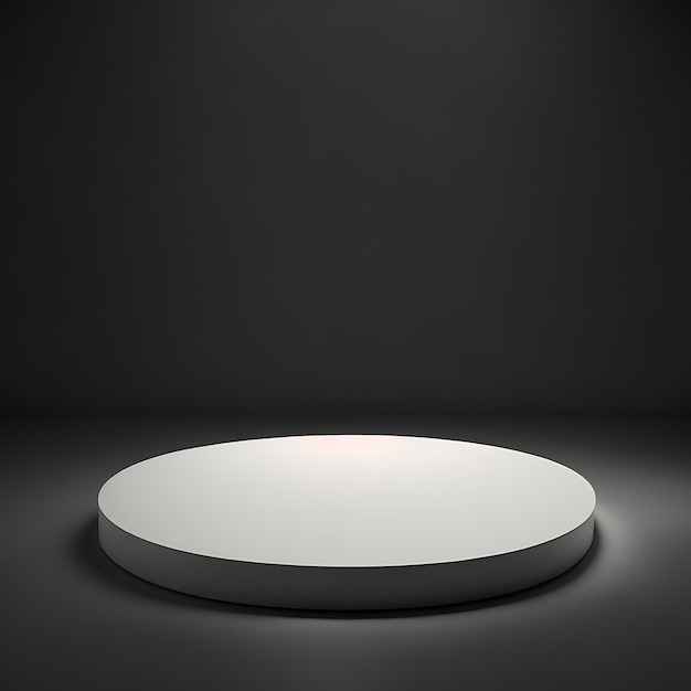 White light round podium and black background for mockup