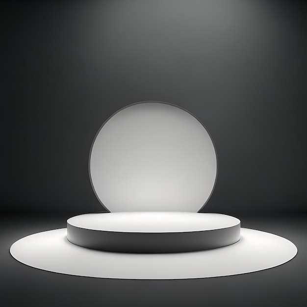 White light round podium and black background for mockup