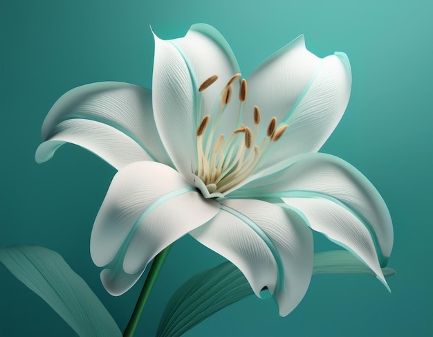 White Lily Flower Illustration Closeup