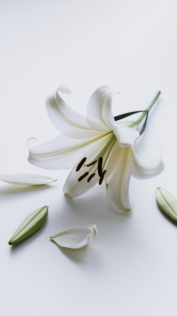 White lily flower wedding decor isolated on white