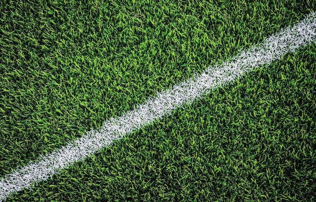 Photo white line on the grass of a football field