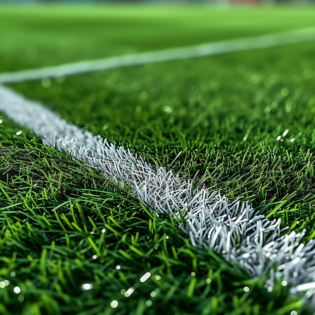 Photo a white line on a soccer field with a white line that says  soccer