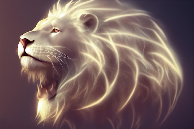 white lion portrait AI generative