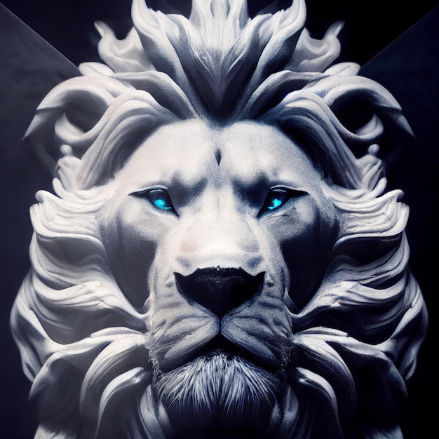 White lion with mane portrait illustration