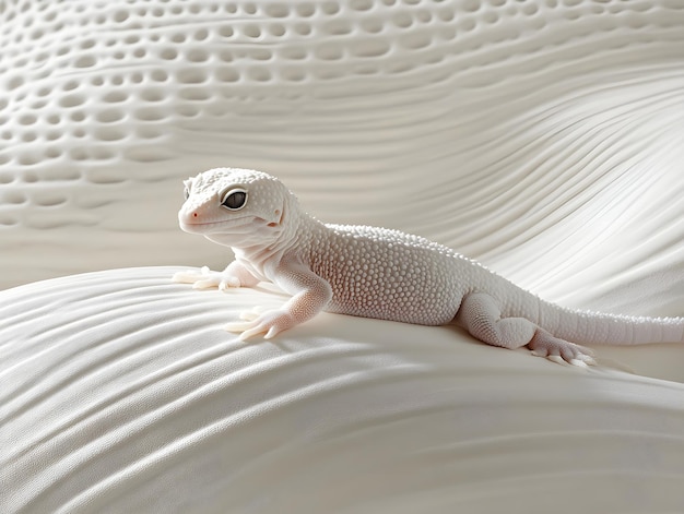 Photo white lizard on a white background white lizard on a white background