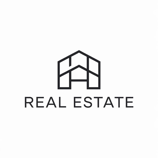 Photo a white logo with black and white letters that say real estate