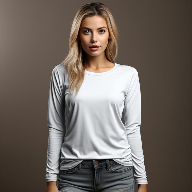 White long sleeved garment for women round generated AI