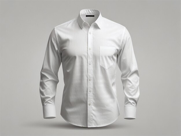 Photo white longsleeved dress shirt with buttondown collar and pocket