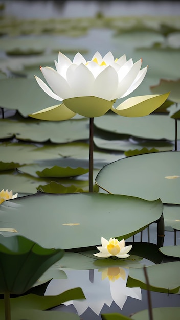 a white lotus flower in the water