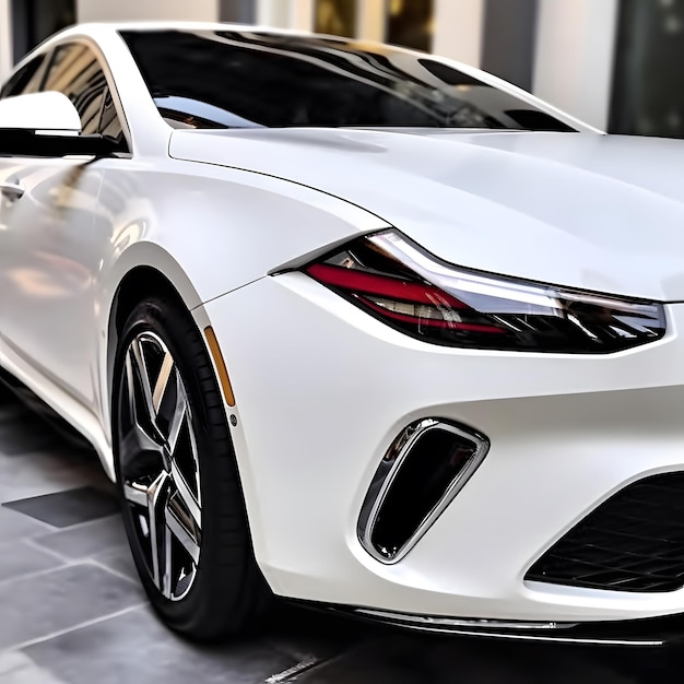 a white luxury car close up