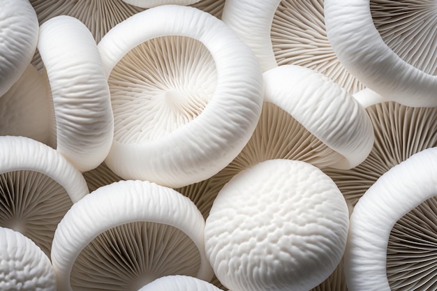 White macro mushrooms food Organic fungus Generate Ai