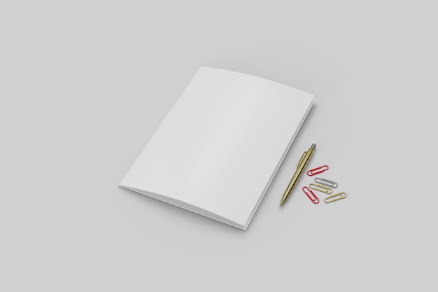 White magazine Mockup on concrete table  album or brochure  3d rendering