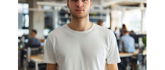 Photo white male in plain white tshirt