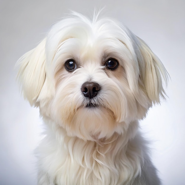 White maltese breed dog studio portrait Isolated on white background