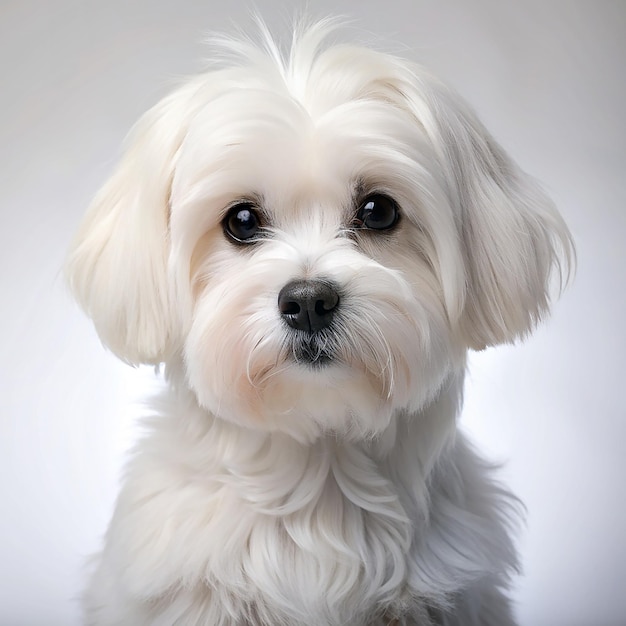 White maltese breed dog studio portrait Isolated on white background