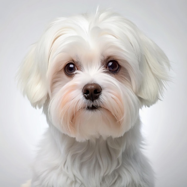 White maltese breed dog studio portrait Isolated on white background