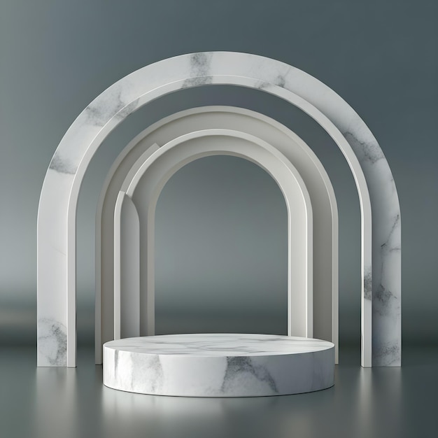 a white marble arch with a circular design in the middle