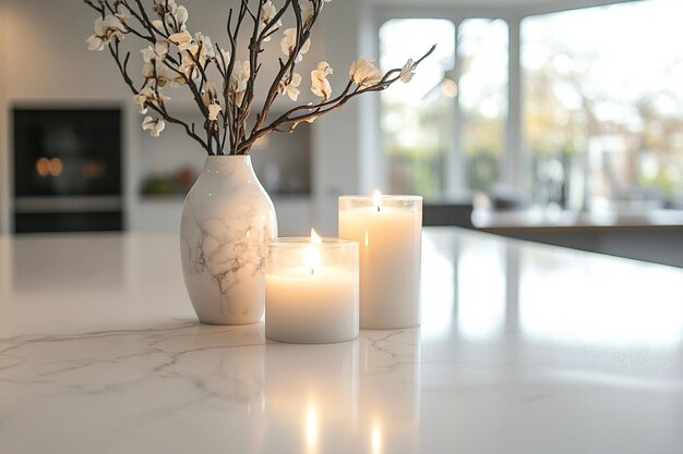 A white marble countertop with a white marbl