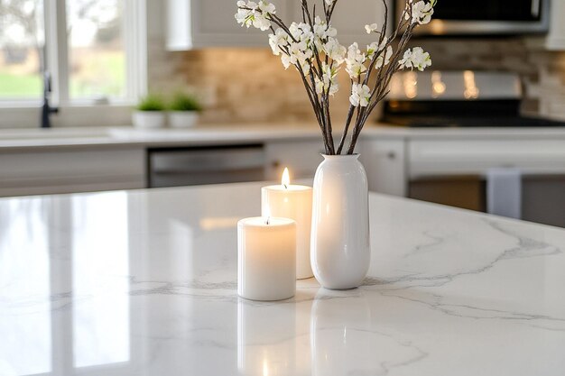 Photo a white marble countertop with a white marbl