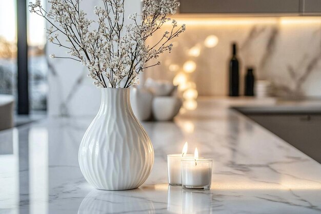 Photo a white marble countertop with a white marbl