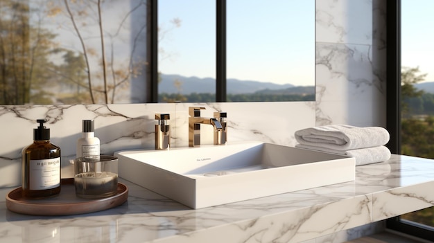 white marble countertop