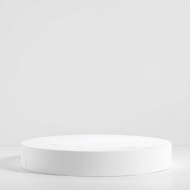 White Marble Round Pedestal on White Background